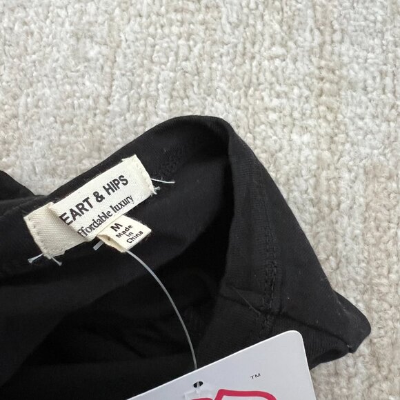 NWT Heart & Hips Black Cotton Short Sleeve Mini Dress M - Picture 2 of 9